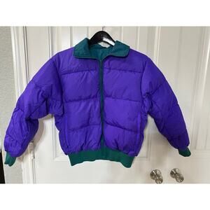Columbia Reversible Retro 80s 90s Crop Ski Down Puffer Jacket Women M Gorpcore